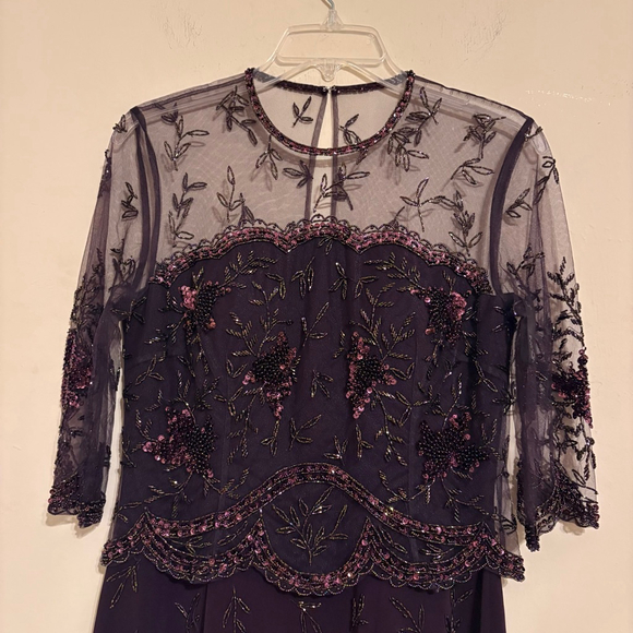 Vintage Jovani Purple Beaded Column Gown Dress Size 8 - Picture 6 of 15